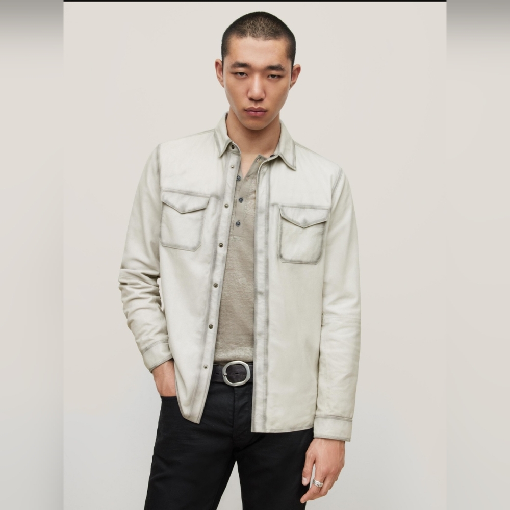 John Varvatos NWT! 100% Goat Skin Leather Izzy Slim Fit LS Shirt Jacket - sz 52